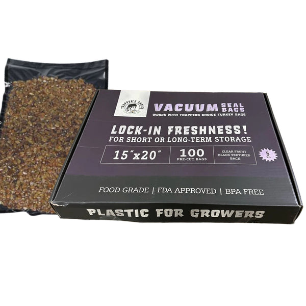 Trapper's Choice Black/Clear Vacuum Seal Bags - Pack of 100 - 15" x 20" (5 Mil)